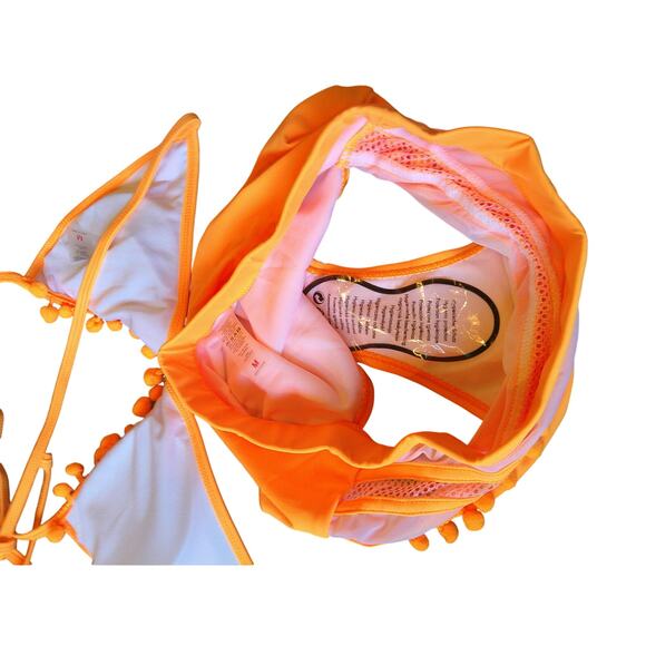 Flygo Women’s Mesh High-Waisted Bikini Set Tassel Trim Halter Top Size Med NWOT - Picture 10 of 10